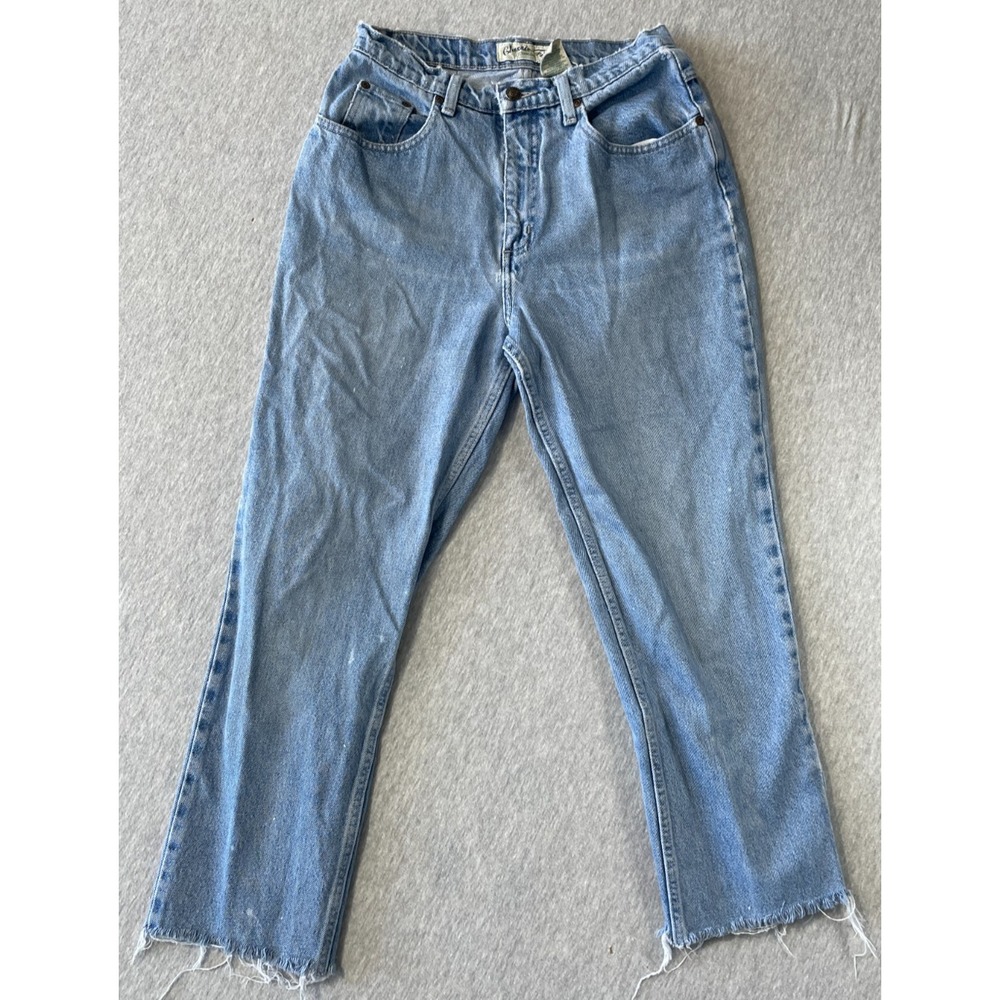 St. John's Bay Classic Fit Authentic Jeans Womens 8 Blue Denim Cotton Frayed Hem